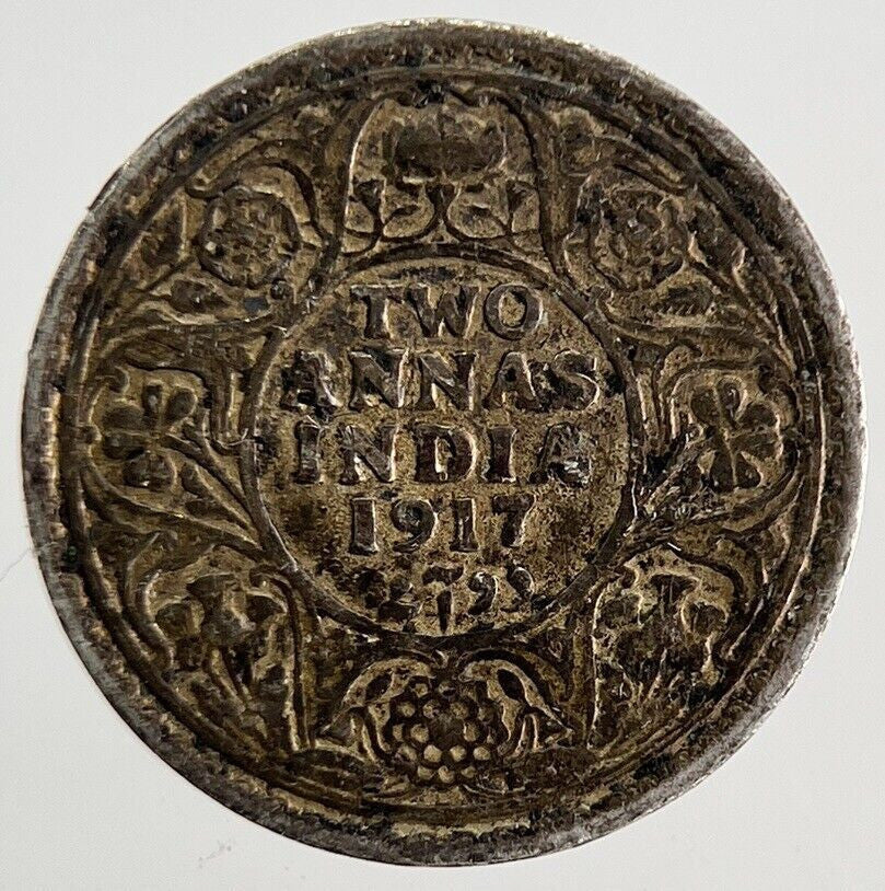 1917 India 2 Annas Silver Coin | Fine Collectable Grade | a6581