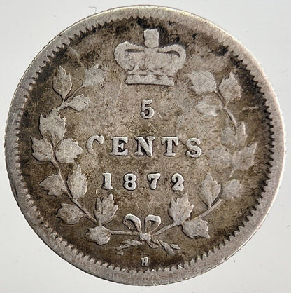 1872 - H Canada 5 Cents Silver Coin | Collectable Grade | a8302