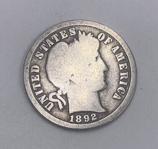 1892 US USA Barber One 1 Dime | American Silver Coin | Collectable Grade | a214