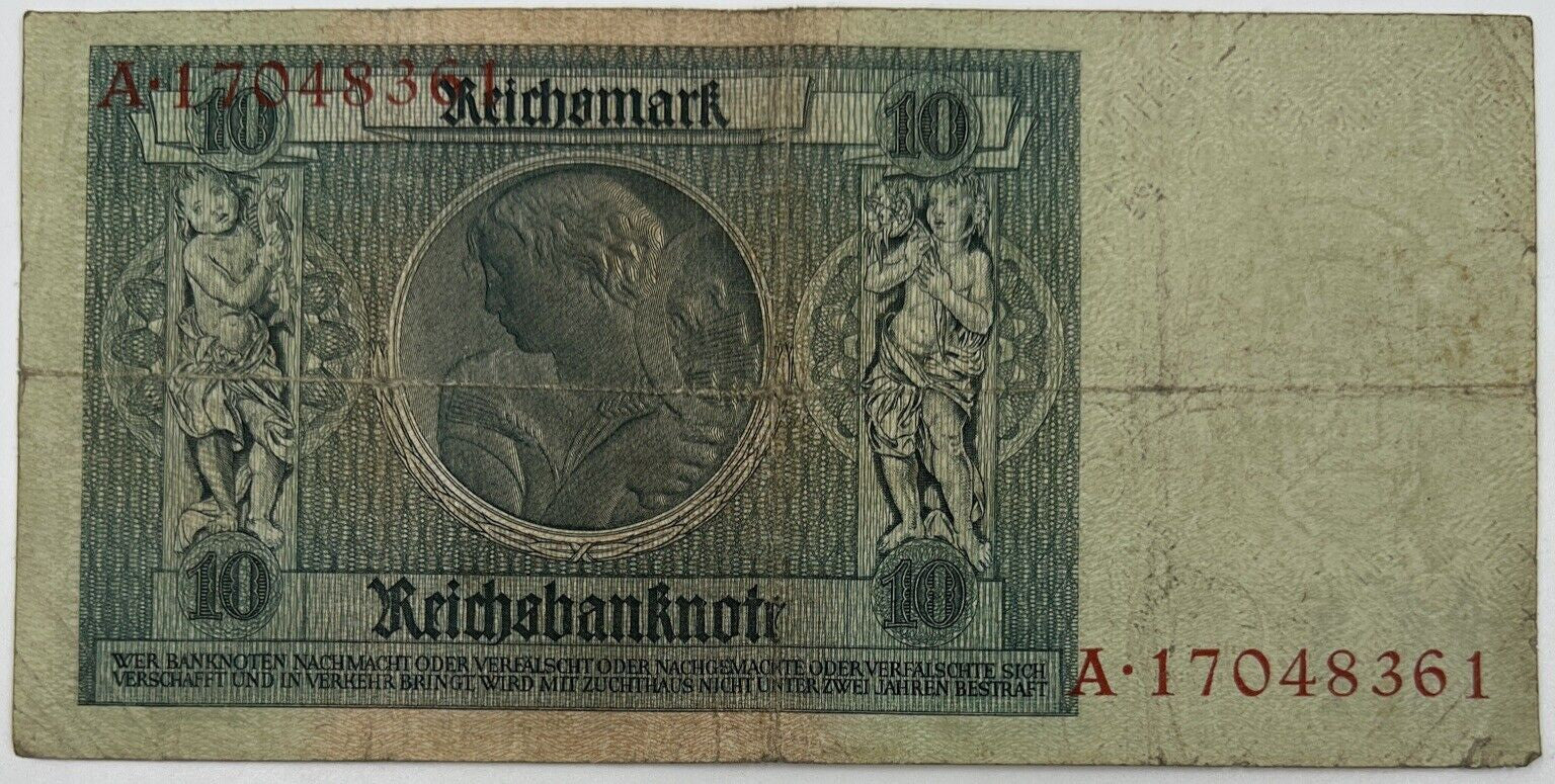 Old Vintage Germany 10 Mark Banknote | Collectable Grade