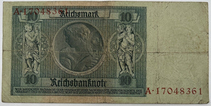 Old Vintage Germany 10 Mark Banknote | Collectable Grade