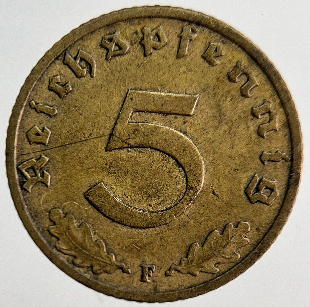 1937 - F Germany Nazi 5 Pfennig Coin | Very High Grade | a6275
