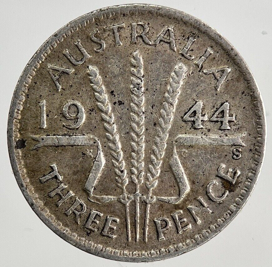 1944 - S Australia Threepence Silver Coin | Fine Collectable Grade