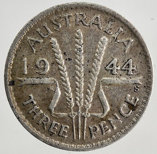 1944 - S Australia Threepence Silver Coin | Fine Collectable Grade