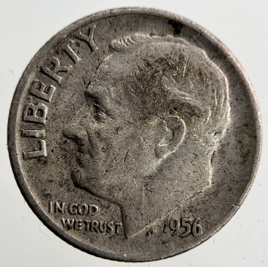 1956 - D US USA Roosevelt One Dime Silver Coin | Collectable Grade