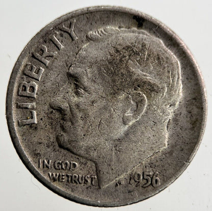 1956 - D US USA Roosevelt One Dime Silver Coin | Collectable Grade