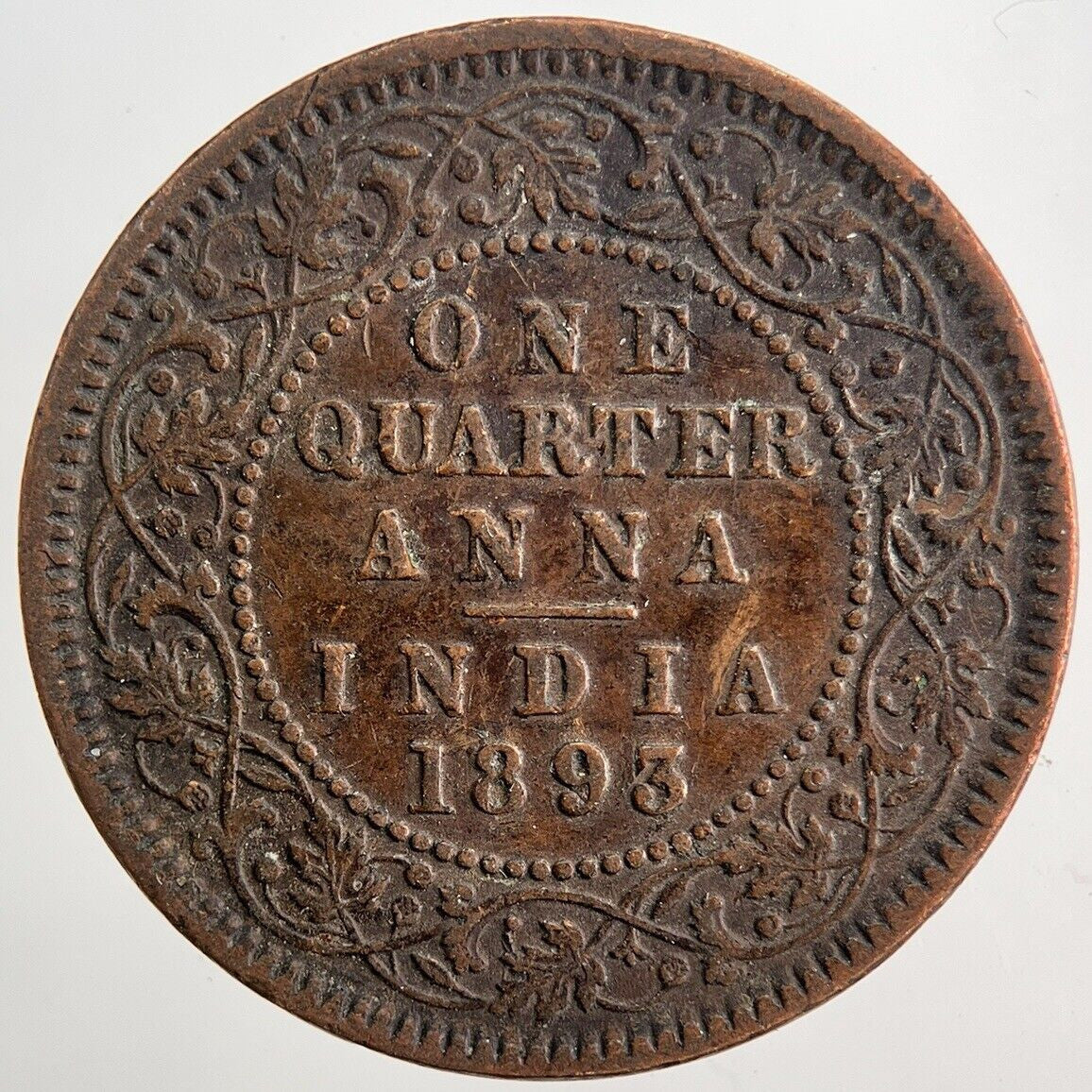 1893 Victoria One Quarter 1/4 Anna Coin | Fine Collectable Grade | a5765