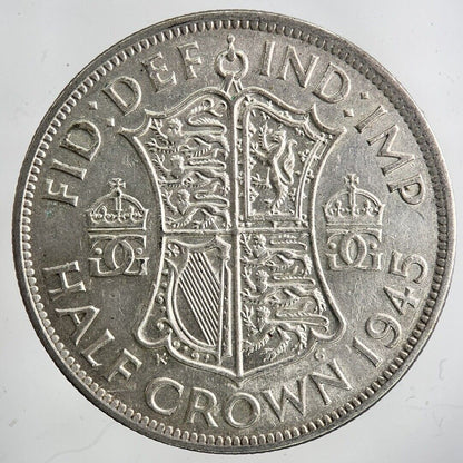1945 George VI Half - Crown Silver Coin | Fine Collectable Grade