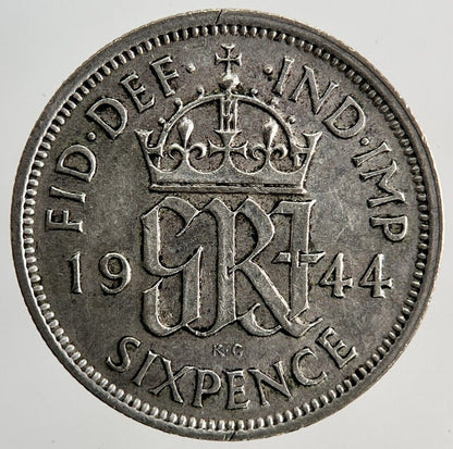 1944 George VI Sixpence Silver Coin | Fine Collectable Grade