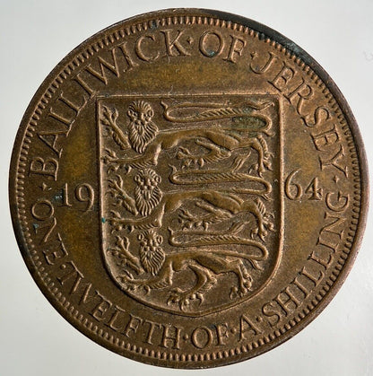 1964 Jersey 1/12 One Twelfth Of A Shilling Coin | Fine Collectable Grade