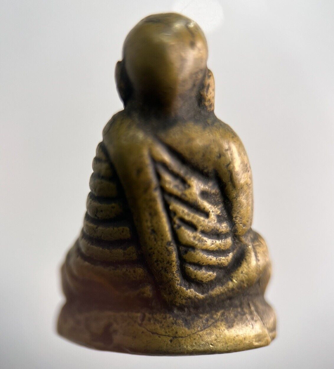 Old Thailand Brass Monk Buddha Statue Ornament | Height 3.5cm