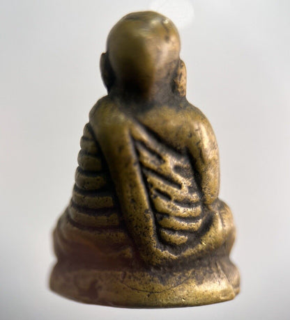 Old Thailand Brass Monk Buddha Statue Ornament | Height 3.5cm