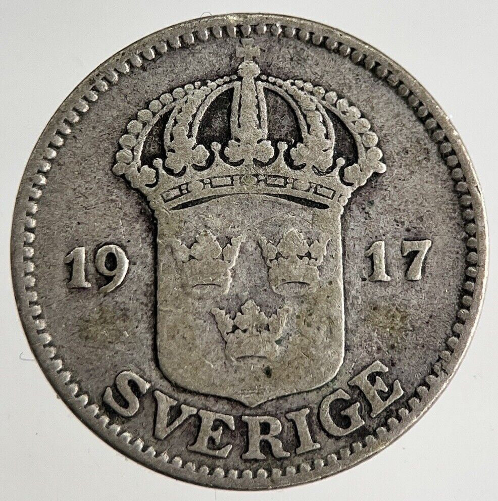 1917 Sweden 25 Ore Silver Coin | Collectable Grade | a8766