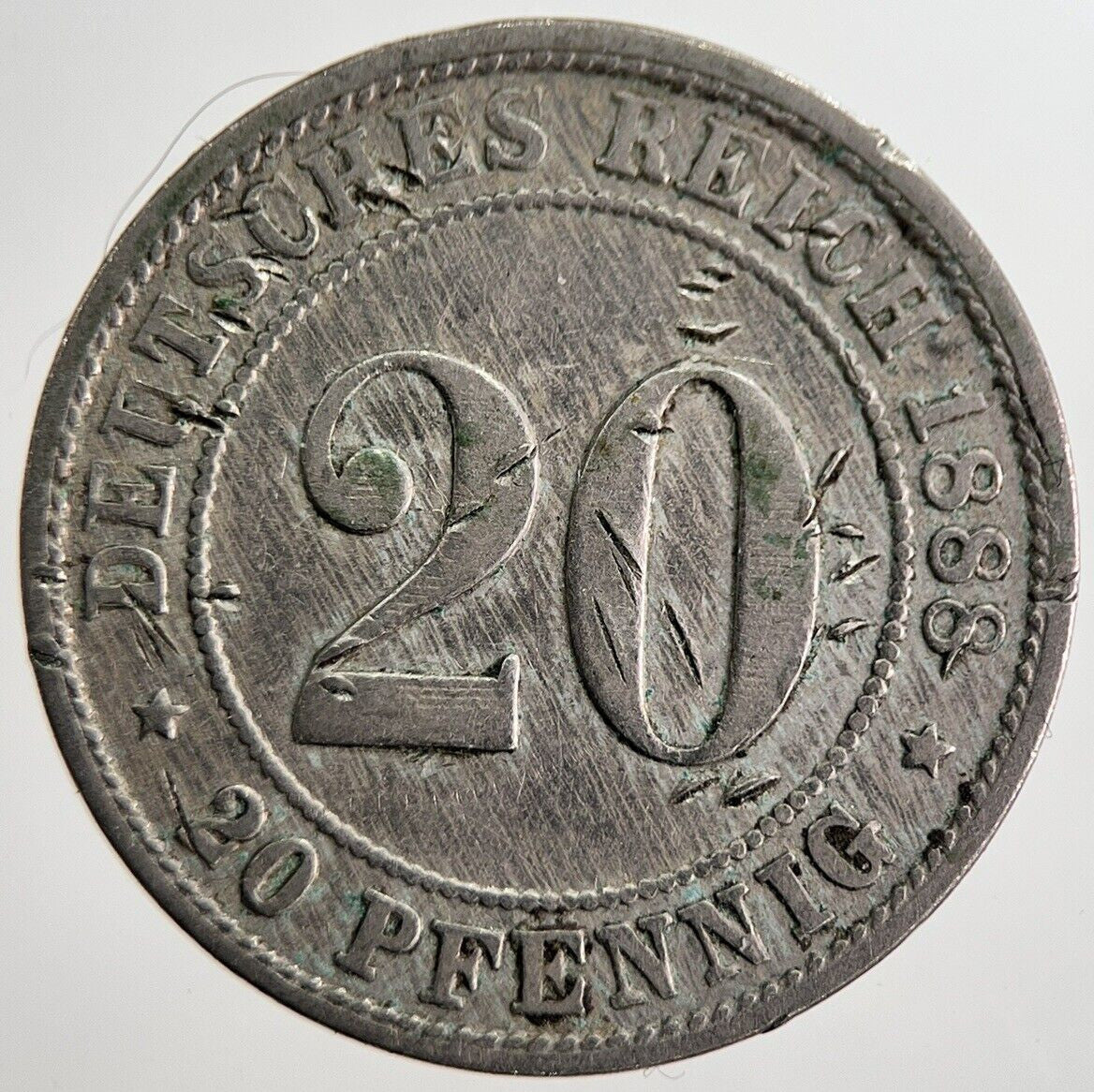 1888 - D Germany 20 Pfennig Coin | Fine Collectable Grade | a8388