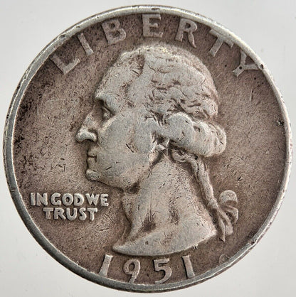 1951 - D US American Quarter Silver Coin | Collectable Grade | a8203