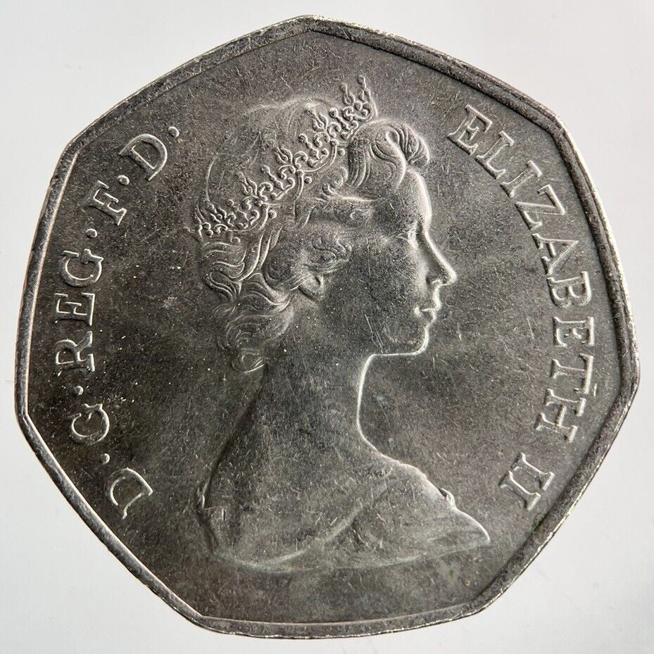 1973 Elizabeth II 2nd Hands 50p Fifty - Pence Coin | Very High Grade
