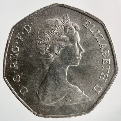 1973 Elizabeth II 2nd Hands 50p Fifty - Pence Coin | Very High Grade