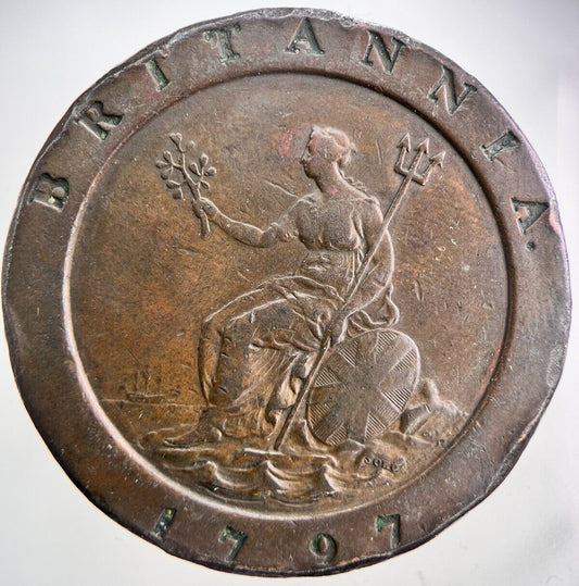 1797 George III 3rd Two-Pence Coin | Very High Grade | a4912