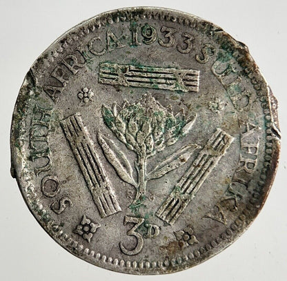 1933 South Africa Threepence Silver Coin | Fair Grade