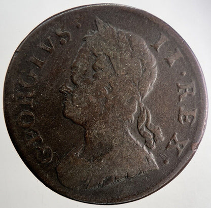 1752 George 2nd II Half - Penny British Coin | Fine Collectable Grade | a9455