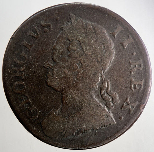 1752 George 2nd II Half - Penny British Coin | Fine Collectable Grade | a9455