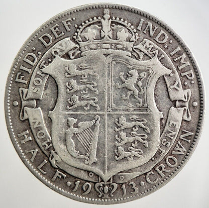 1913 George V Half - Crown Silver Coin | Fine Collectable Grade | a2634