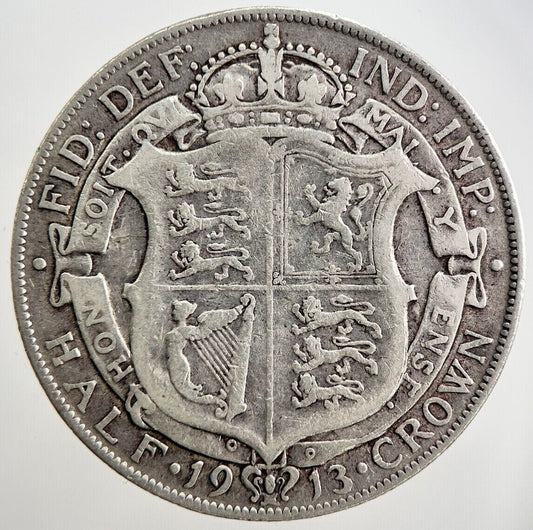 1913 George V Half - Crown Silver Coin | Fine Collectable Grade | a2634