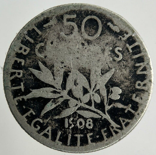 1908 France 50 Centimes Silver Coin | Fair Grade