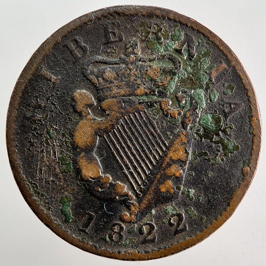 1822 Irish Half-Penny Coin | Fine Collectable Grade