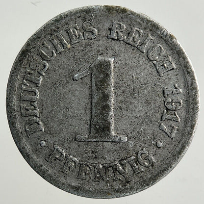 1917 Germany 1 Pfennig Coin | Fine Collectable Grade