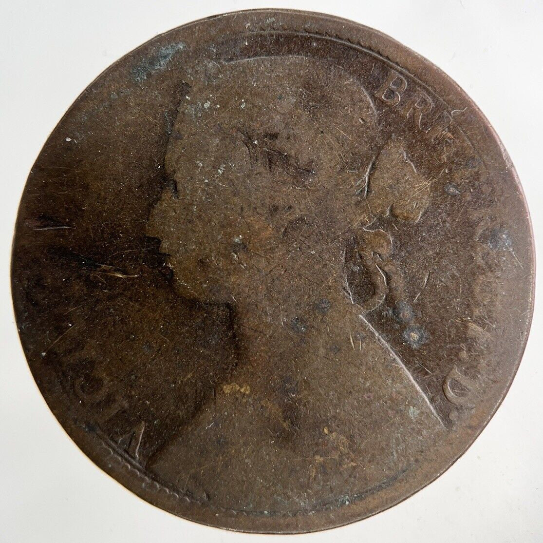 1874 Victoria One Penny Coin | Worn Grade