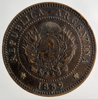 1889 Argentina Un 1 Centavo Coin | Fine Collectable Grade