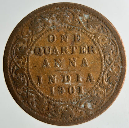 1901 India One Quarter 1/4 Anna Coin Collectable Grade