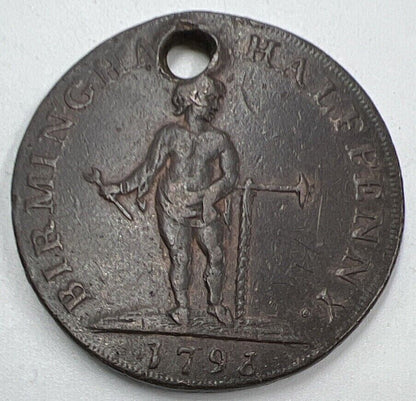1793 Birmingham Half - Penny Token Coin | Collectable Grade | a1473