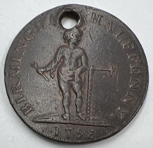 1793 Birmingham Half - Penny Token Coin | Collectable Grade | a1473