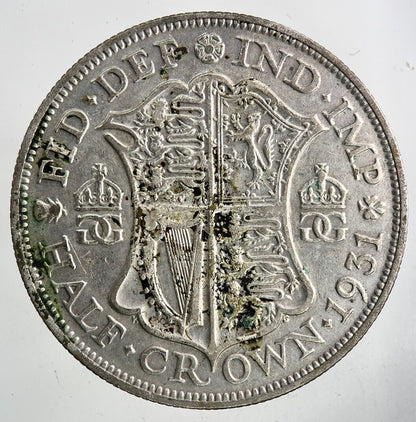 1931 George V Half - Crown Silver Coin | Fine Collectable Grade