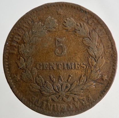 1885 France 5 Centimes Coin | Fine Collectable Grade