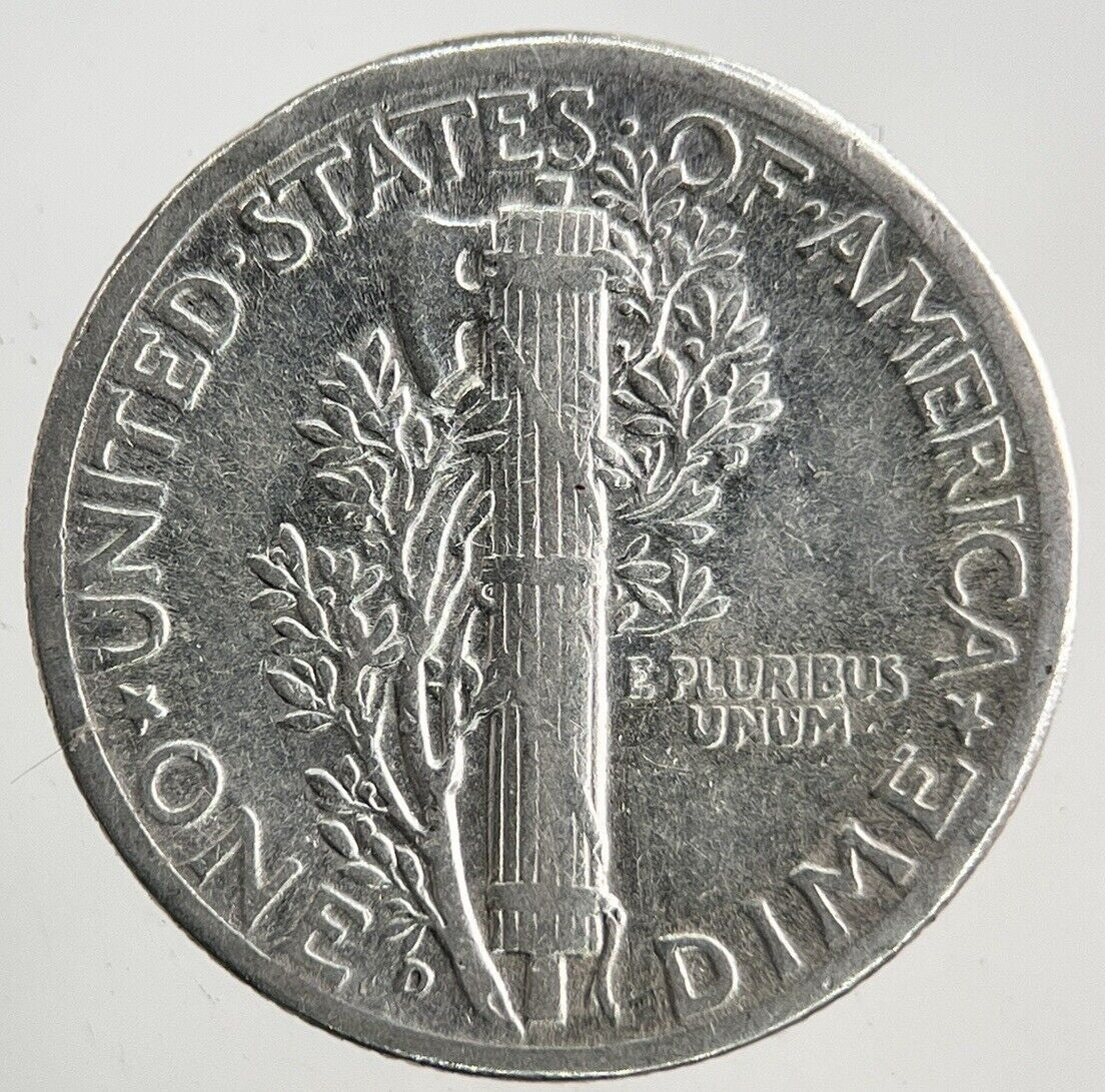 1945 - D US USA Mercury One Dime Silver Coin | Fine Collectable Grade
