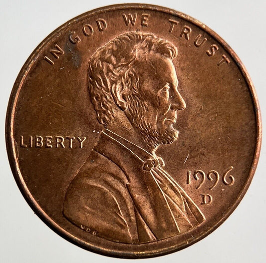1996 - D US USA Lincoln One Cent Coin | Very High Grade