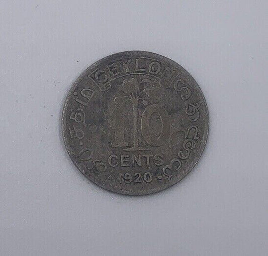 1920 Ceylon 10 Cents Silver Coin | Collectable Grade | a048