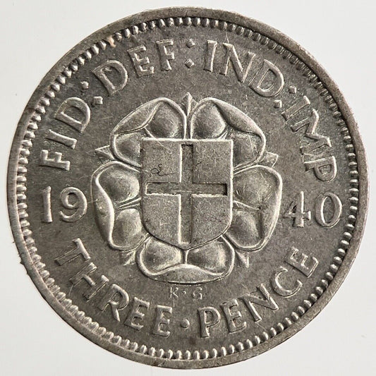 1940 George VI Threepence Silver Coin | Fine Collectable Grade