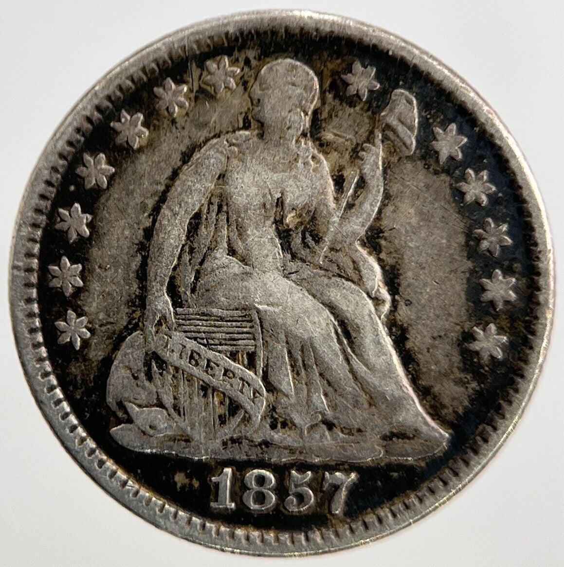 1857 US USA Liberty Seated Half Dime | Silver Coin | Collectable Grade | a384