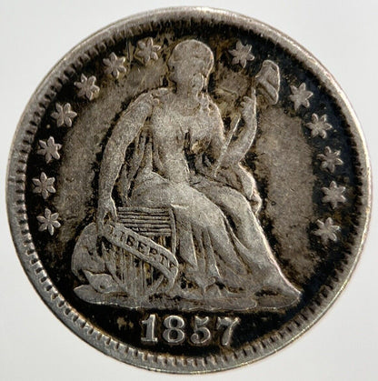 1857 US USA Liberty Seated Half Dime | Silver Coin | Collectable Grade | a384
