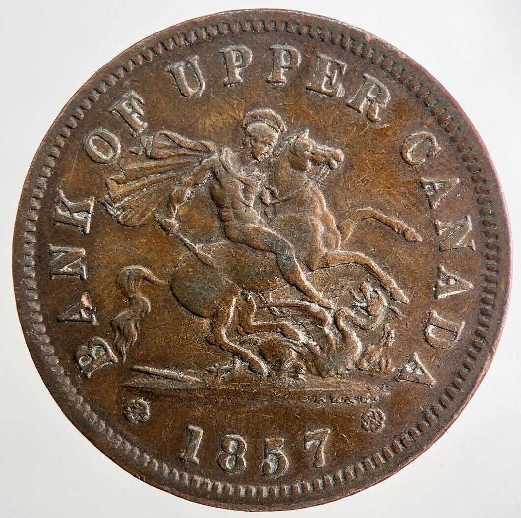 1857 Canada Bank Token One Penny Coin | Very High Grade