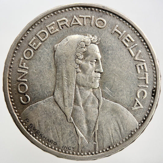 1932 - B Switzerland 5 Five Francs | Swiss Silver Coin | Collectable Grade | a678