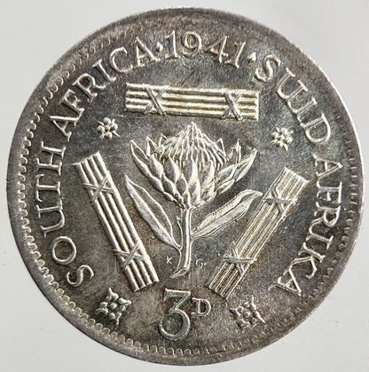 1941 South Africa Threepence Silver Coin | Very High Grade
