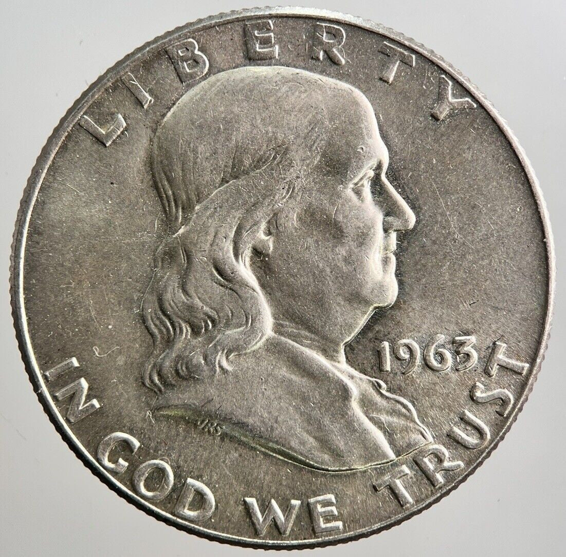 1963 USA US Benjamin Half - Dollar Silver Coin | Fine Collectable Grade | a856