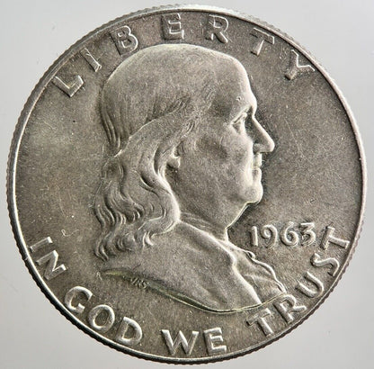 1963 USA US Benjamin Half - Dollar Silver Coin | Fine Collectable Grade | a856