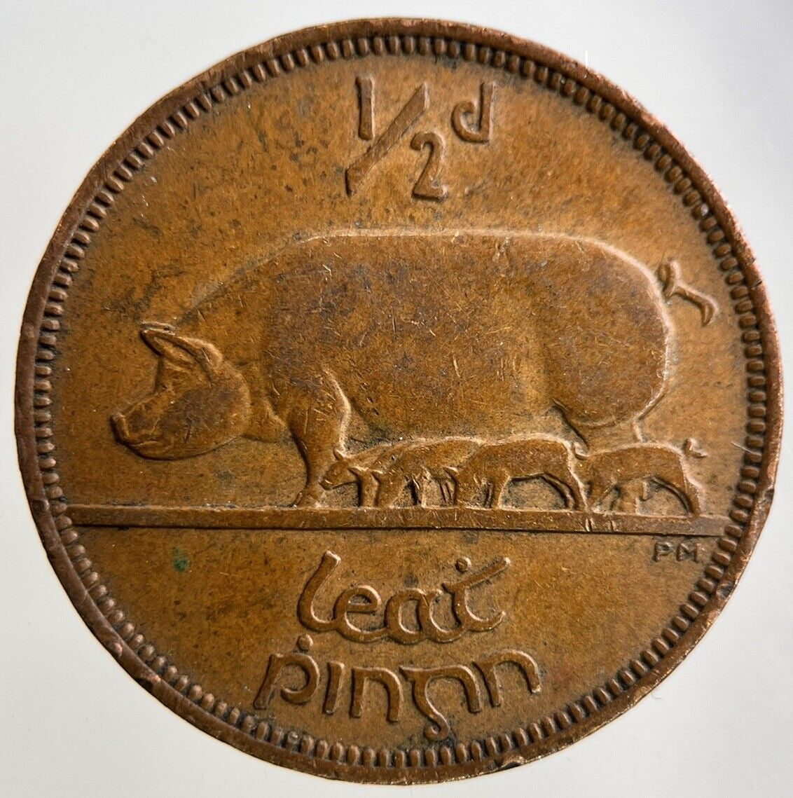 1942 Irish Half - Penny Pig Coin | Very High Grade