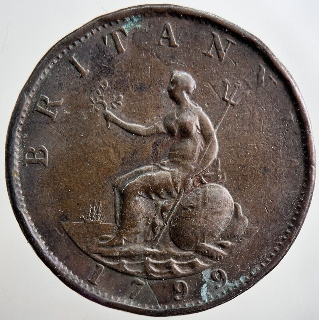 1799 George 3rd III Half - Penny British Coin | Fine Collectable Grade | a3247